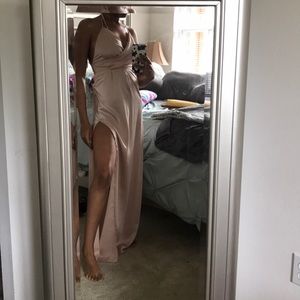 Plush pink silk dress